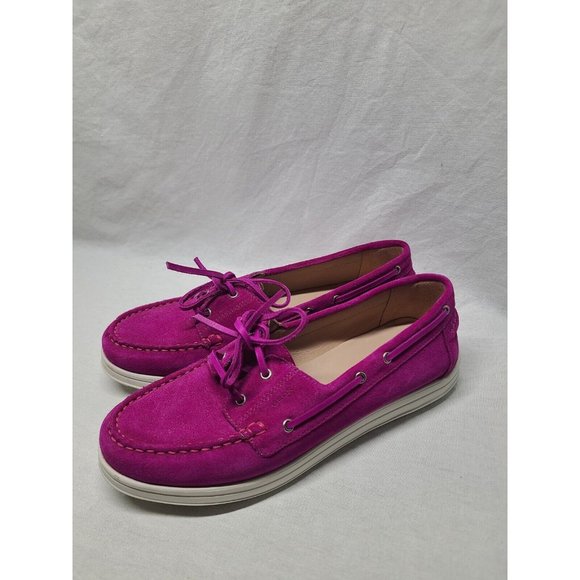 Geox Respira Mauve Purple Suede Leather Moc Toe Slip On Shoes EU 38.5 US 8.5 - Picture 7 of 14